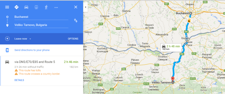 Distanta_Bucuresti_veliko tarnovo